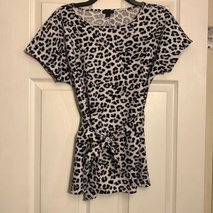 Ann Taylor leopard print shirt with belt
